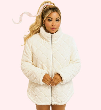Winter of Pearls Fleece Coat