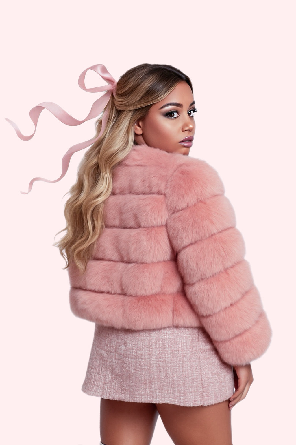 Blush Rose Faux Fur Coat