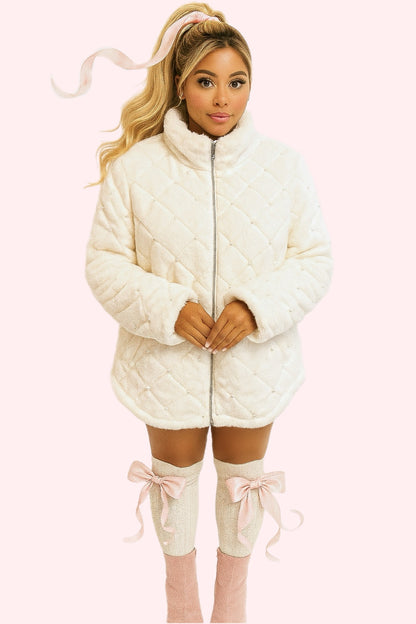 Winter of Pearls Fleece Coat
