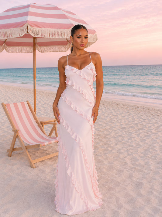 Ruffled Spaghetti Strap Maxi Dress