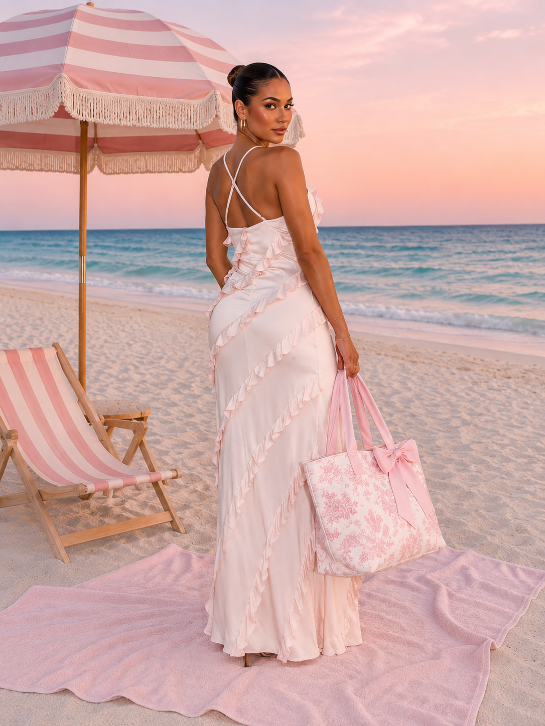 Ruffled Spaghetti Strap Maxi Dress