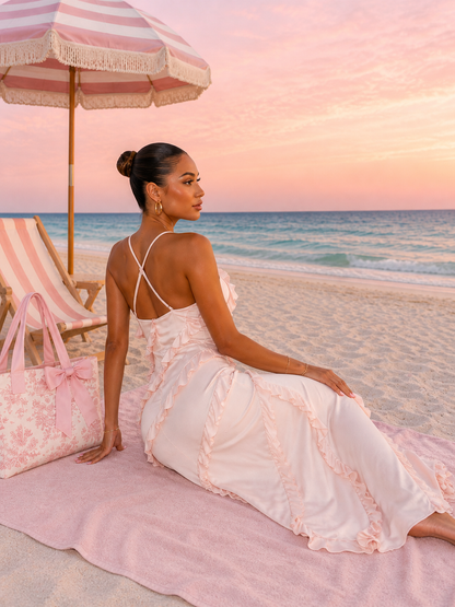 Ruffled Spaghetti Strap Maxi Dress