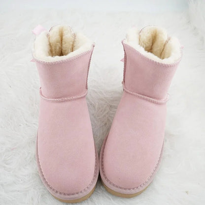 Bow Tied Pink Snow Boots