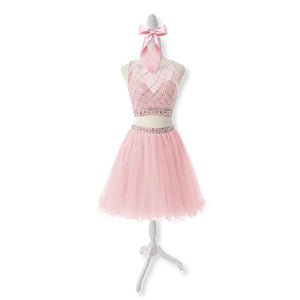 Two Piece Blush Pink Sparkle Dress