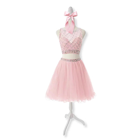 Two Piece Blush Pink Sparkle Dress