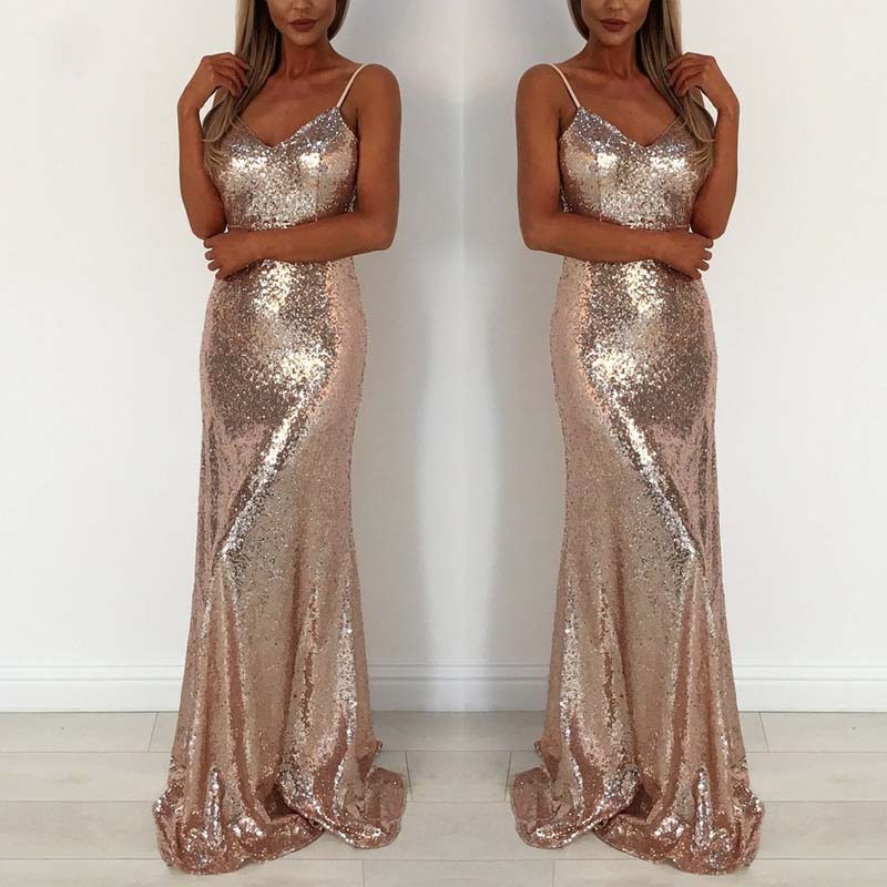 LUXE-- Sparkly Floor Length Dress