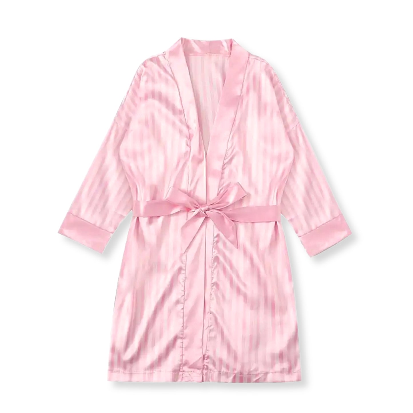 Cozy Princess Pink Stripe Satin Robe