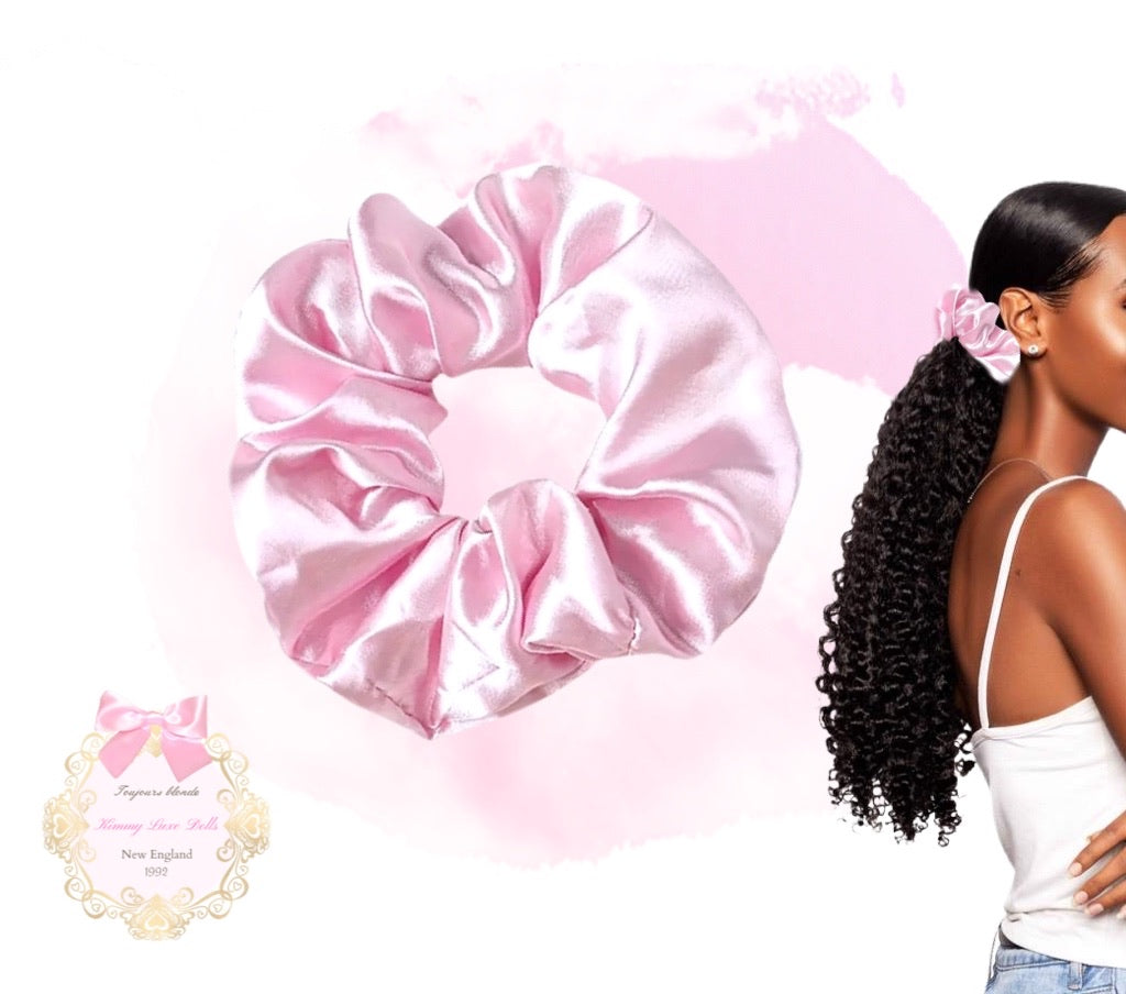 Pink Silk Scrunchie Set of two