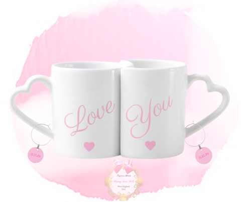 Love You Heart Mug Set (Personalized Charms Incl.)