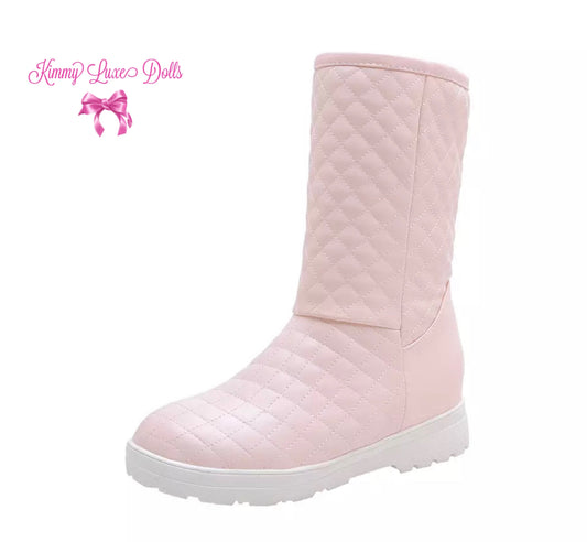 Quilted baby pink Snow Boots