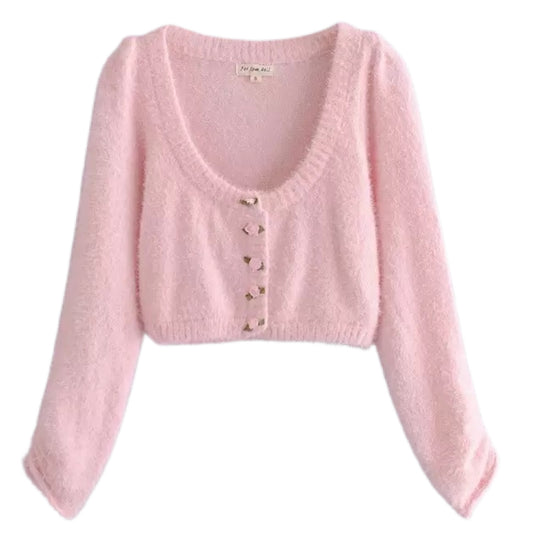 Cozy Love Rose Cropped Sweater