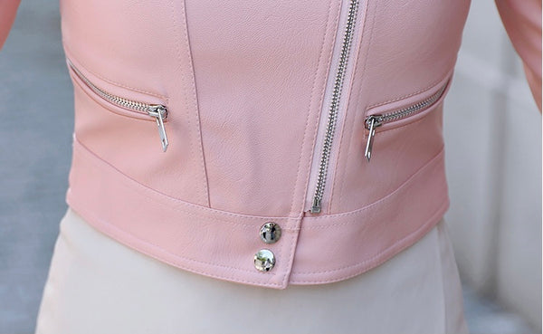 Pink Leather Faux Jacket