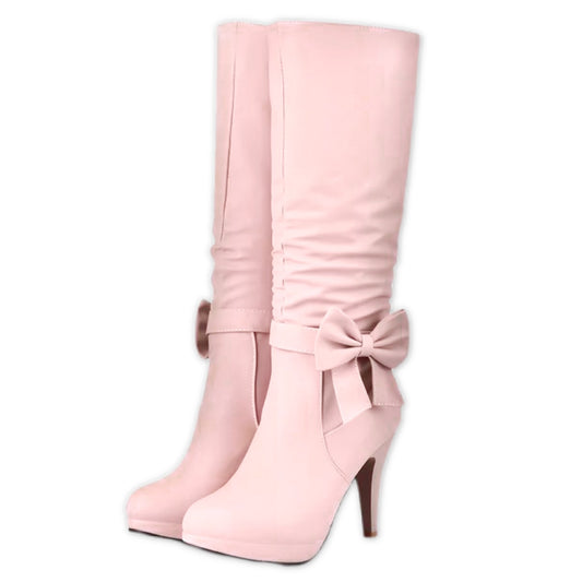Pink Tied With A Bow Boots