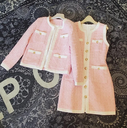 Pink in Paris Tweed Blazer Dress Set