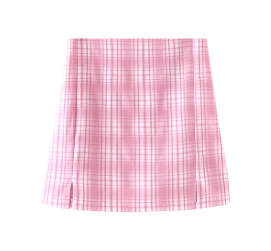Pretty Plaid Pink Skirt