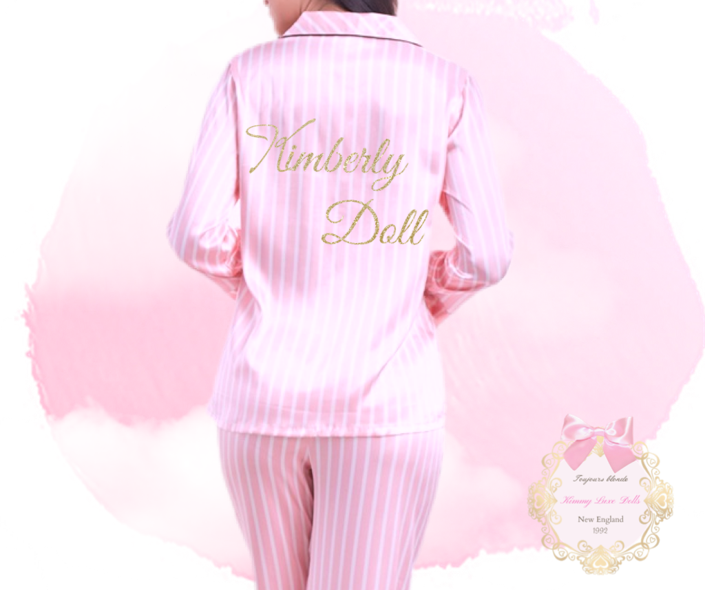 Pink Stripe Personalized PJ Doll Set