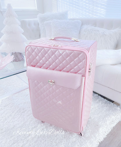 Take me to Paris - Pink luxury quilted suitcase  -Ultra Luxe