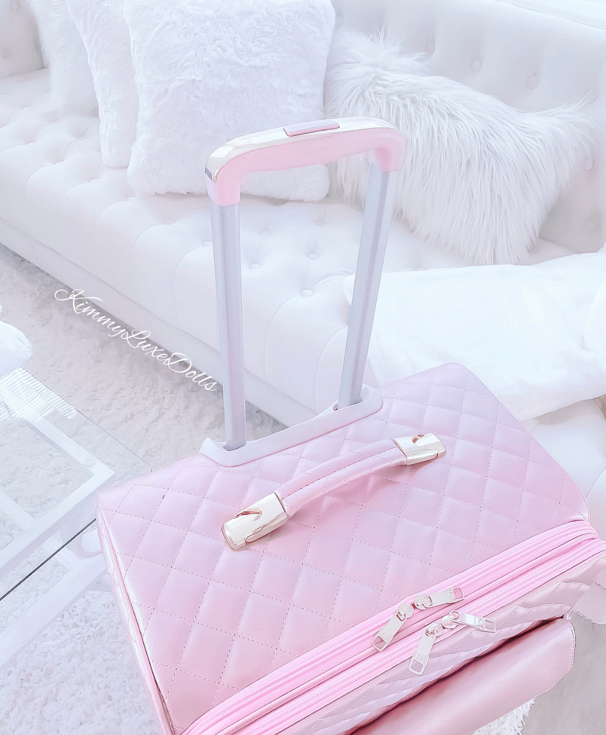 Take me to Paris - Pink luxury quilted suitcase  -Ultra Luxe