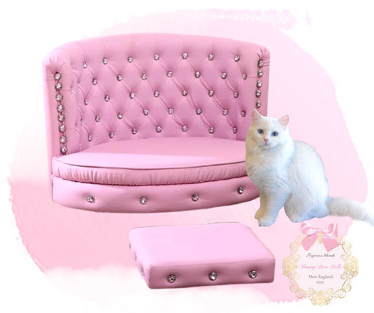 Fur Baby Pink Lounge Sofa & Ottoman SET Ultra LUXE