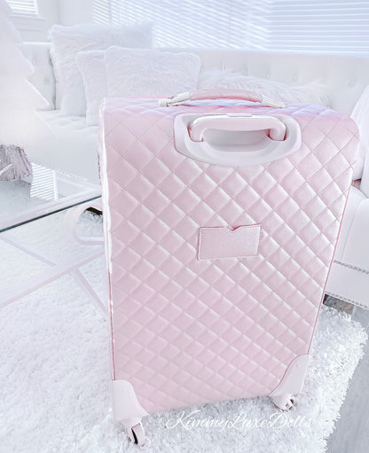 Take me to Paris - Pink luxury quilted suitcase  -Ultra Luxe