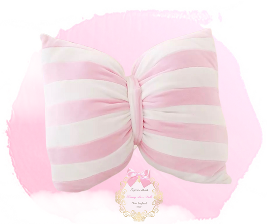 Pink & White Stripe Bow 🎀 Pillow