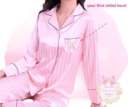 Pink Stripe Princess PJ Set (Personalized)