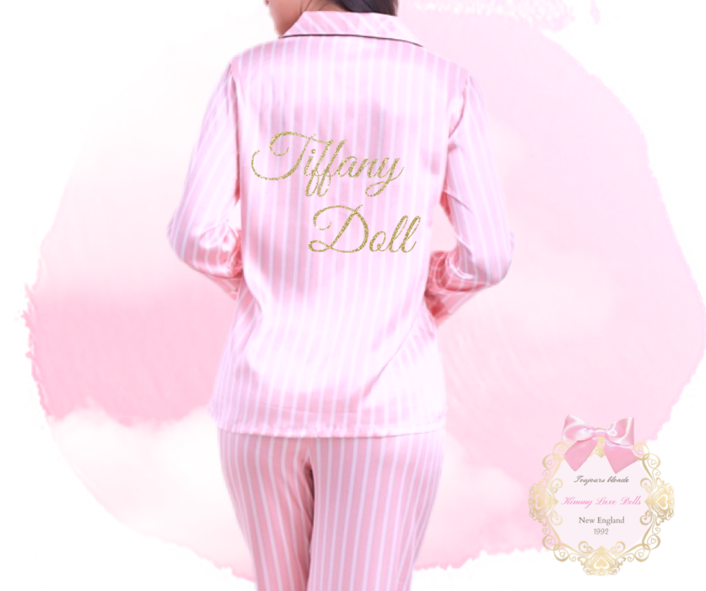 Pink Stripe Personalized PJ Doll Set