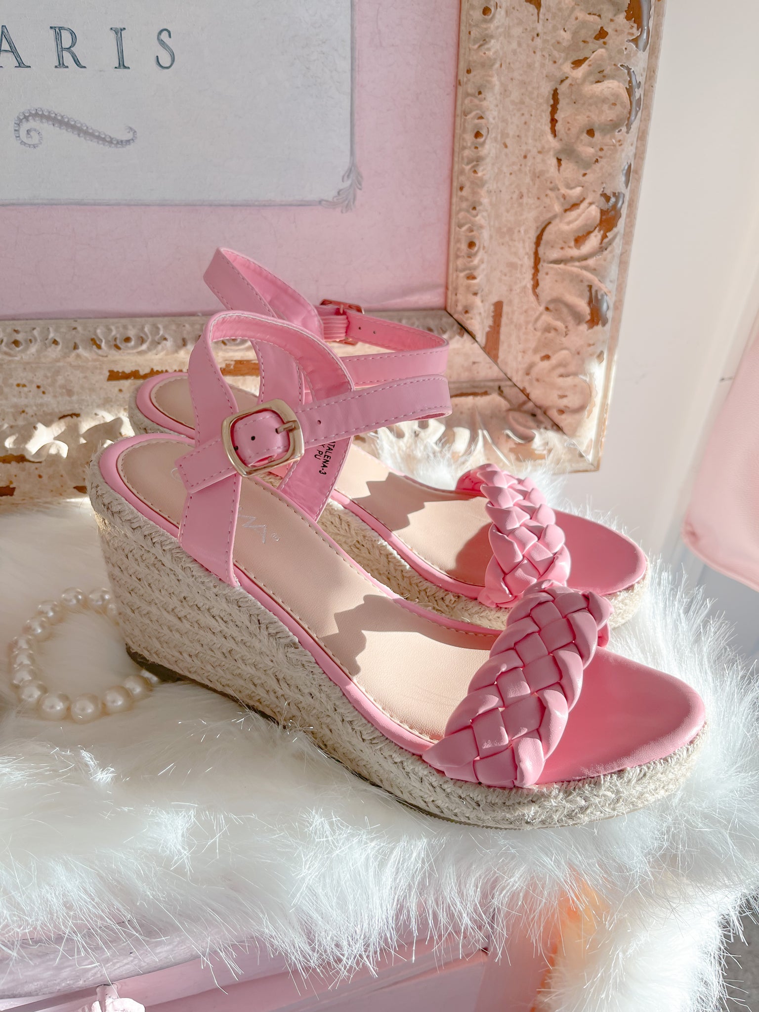 Pink Braided Wedges size 8.5 (pre-loved)
