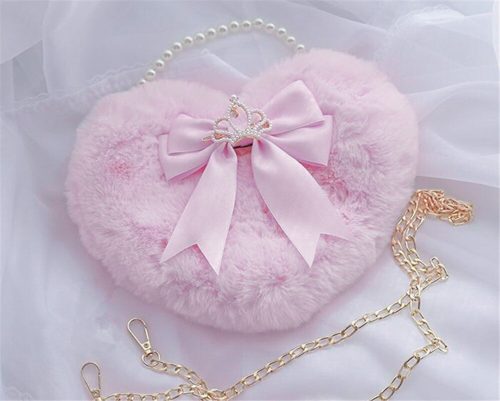 Heart luxury fur purse