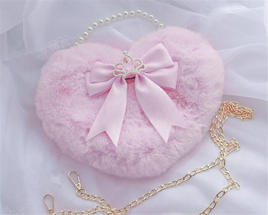 Heart luxury fur purse