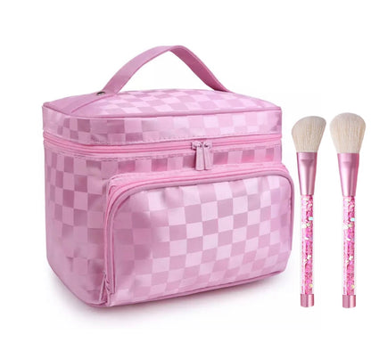 Pink Damier Makeup Organizer Bag