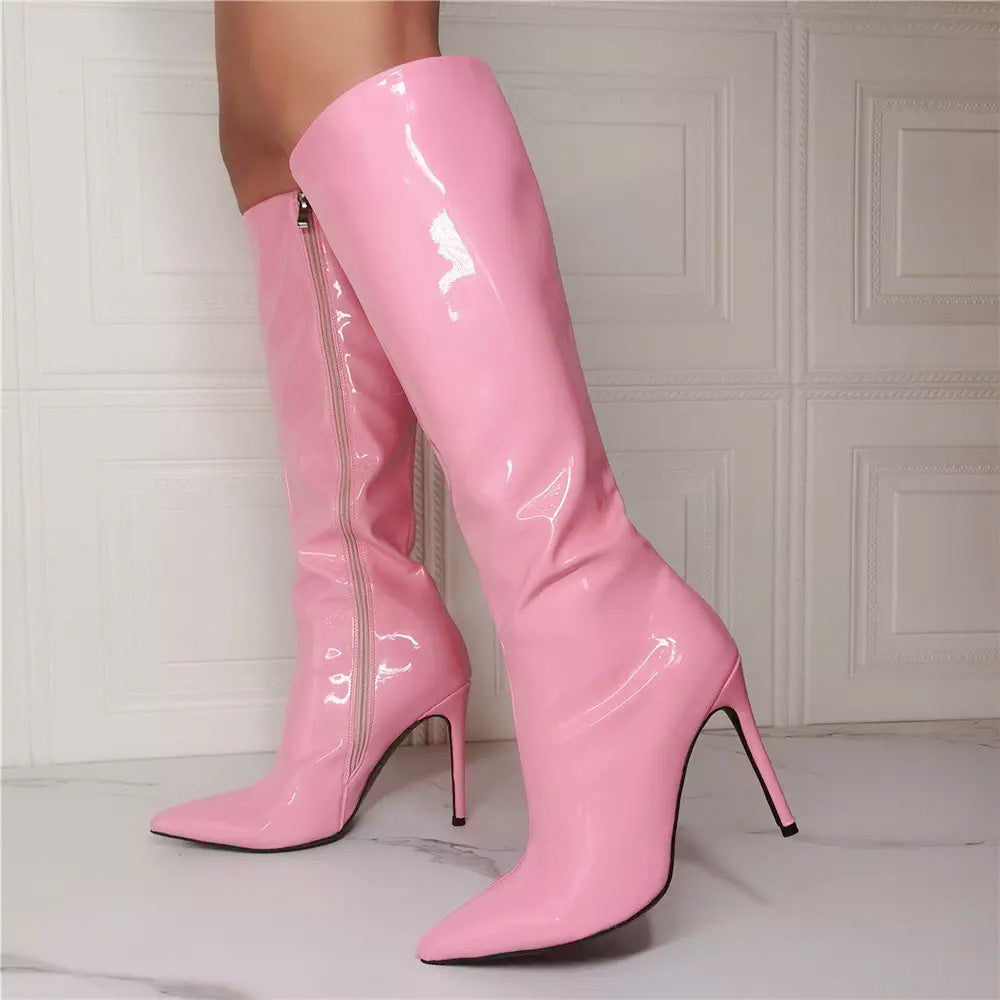 Bubble Gum Patent Pink Doll Boots