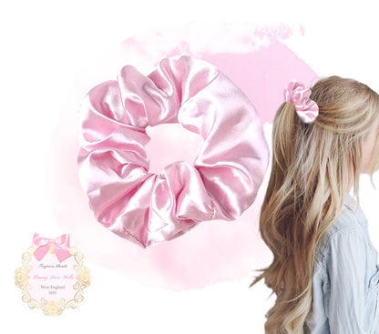 Pink Silk Scrunchie Set of two