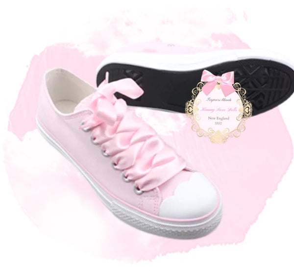 Girly Trainers with Ribbon Laces
