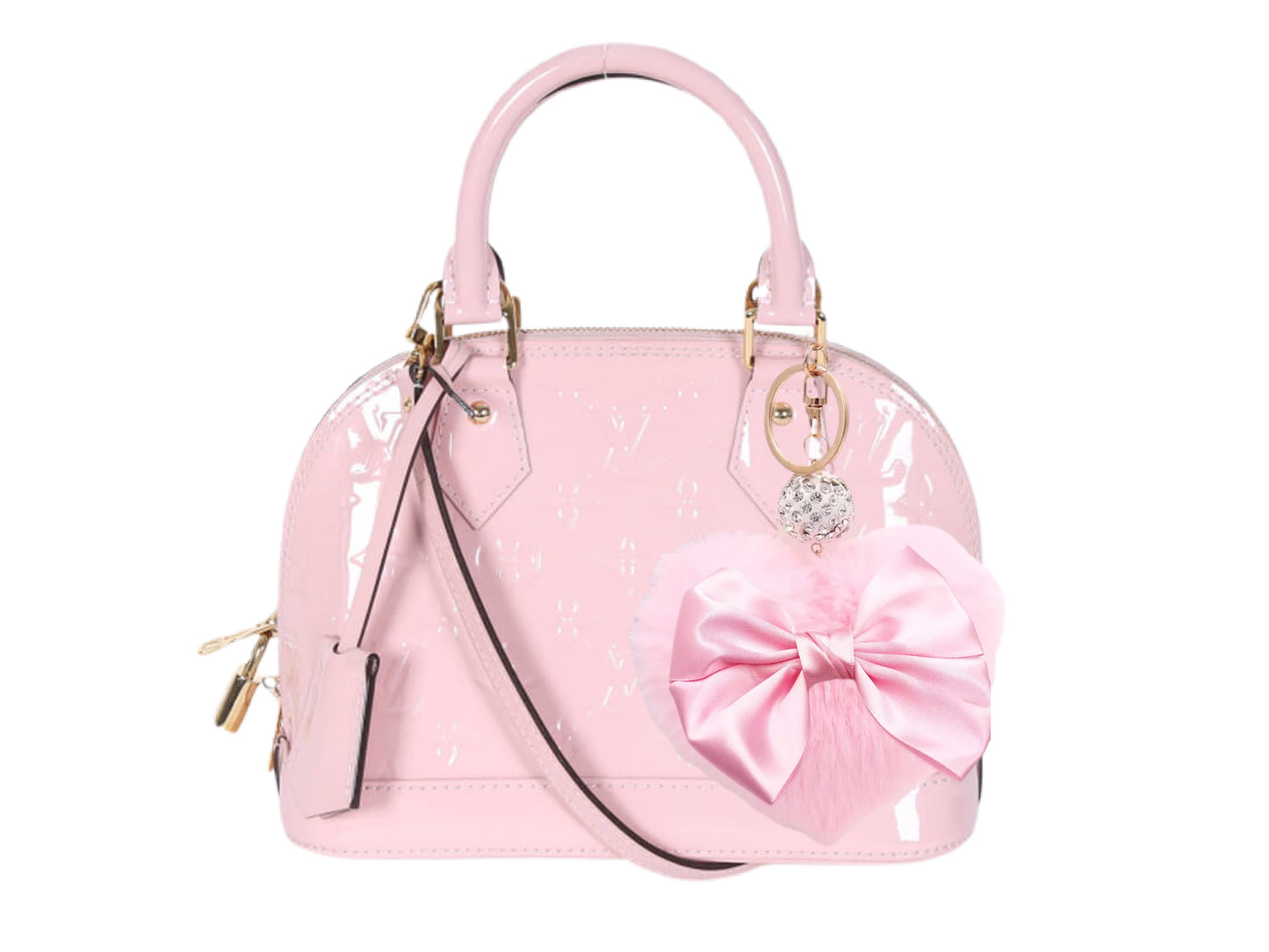 Pink Silk Bow Luxe Heart Purse Charm
