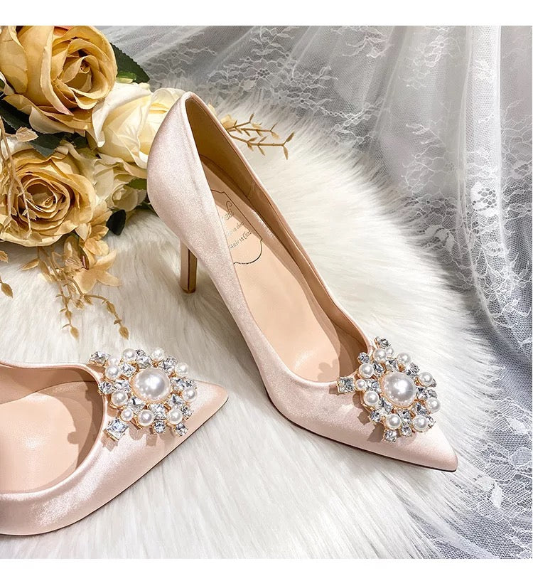 Champagne and Pearls Heels (color option)