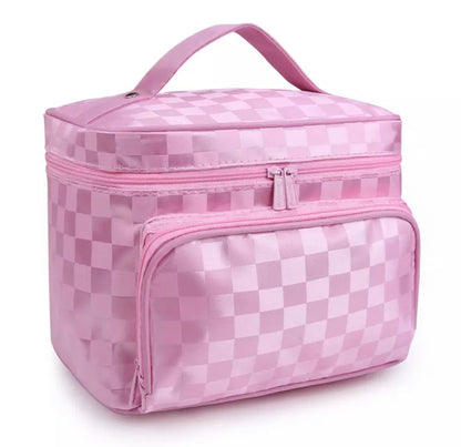 Pink Damier Makeup Organizer Bag