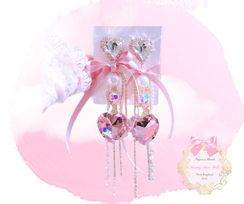 Girly Princess Crystal Heart Earrings