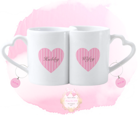 Hubby/Wifey Heart Mug Set (Personalized charms incl.)