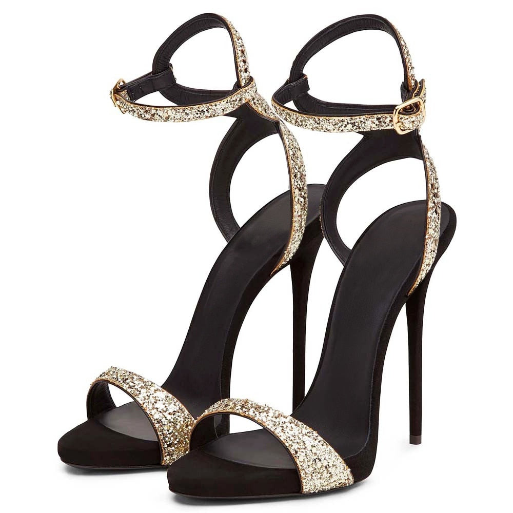 LUXE-- Glitter Strappy Heels