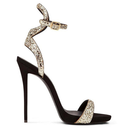 LUXE-- Glitter Strappy Heels